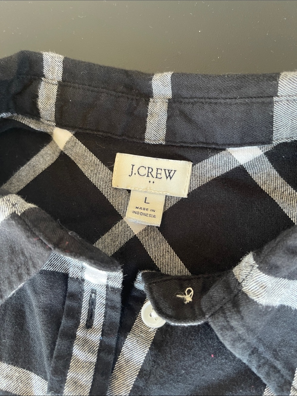 J.Crew Factory Black & White Windowpane Plaid 100% Cotton Button-Down Shirt - Picture 5 of 7